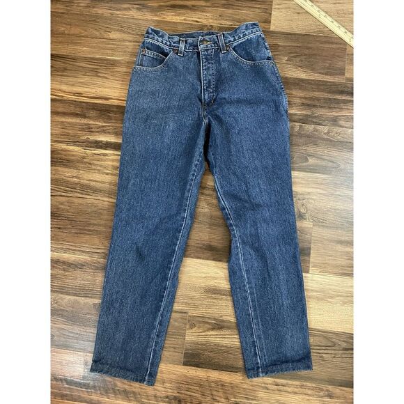 Vintage Lands‎ End 90's Mom Blue Jeans Size 8 Made in USA Tapered Leg High Rise - Picture 1 of 10